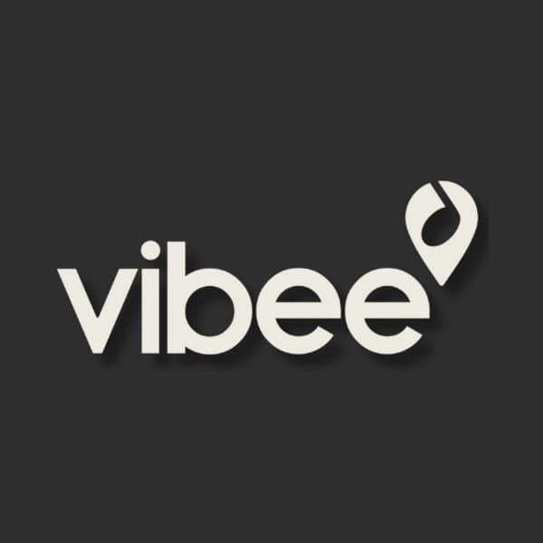Logo de Vibee, con icono de ubicación